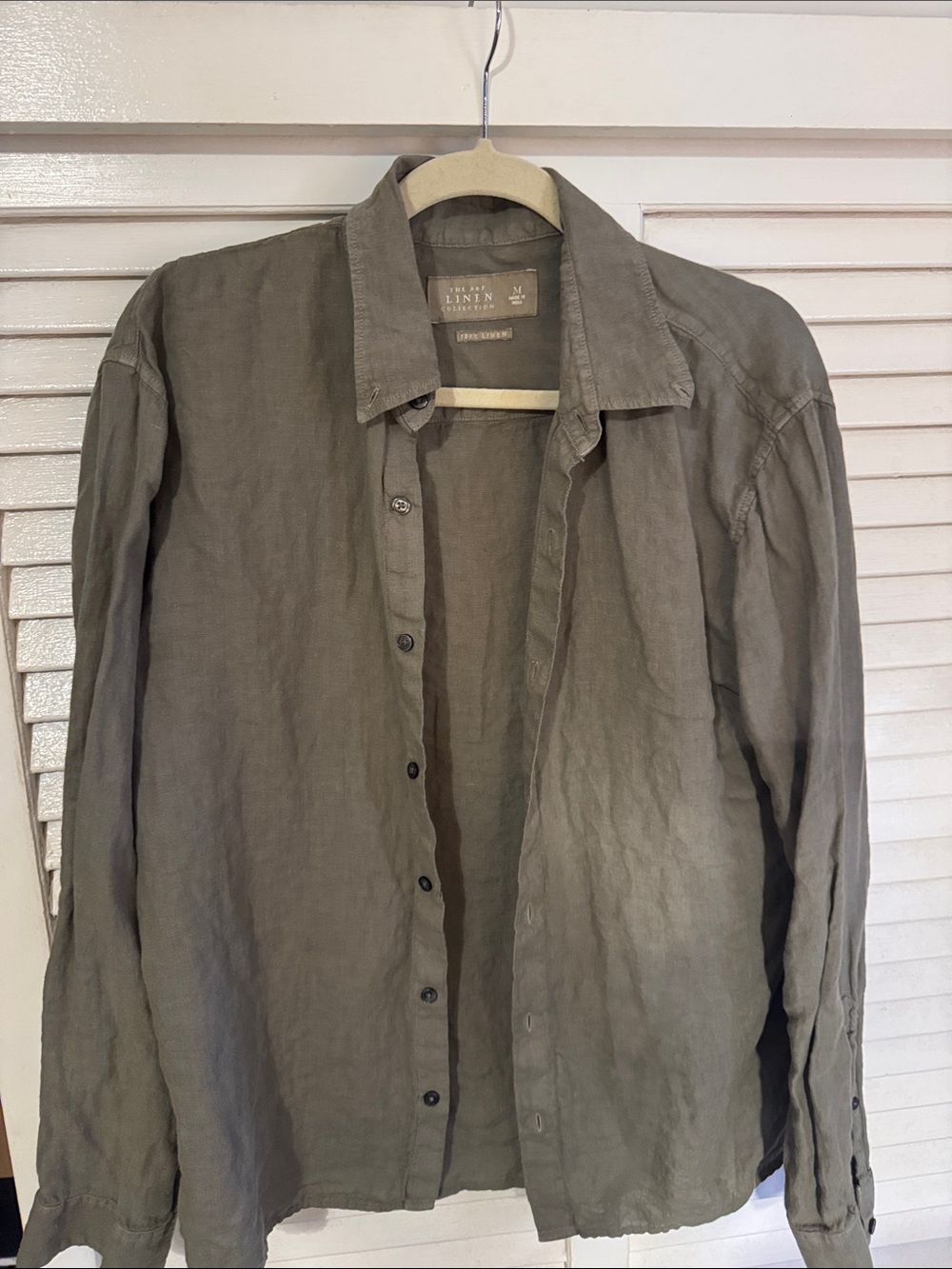 Abercrombie & Fitch Olive Linen Shirt Jacket